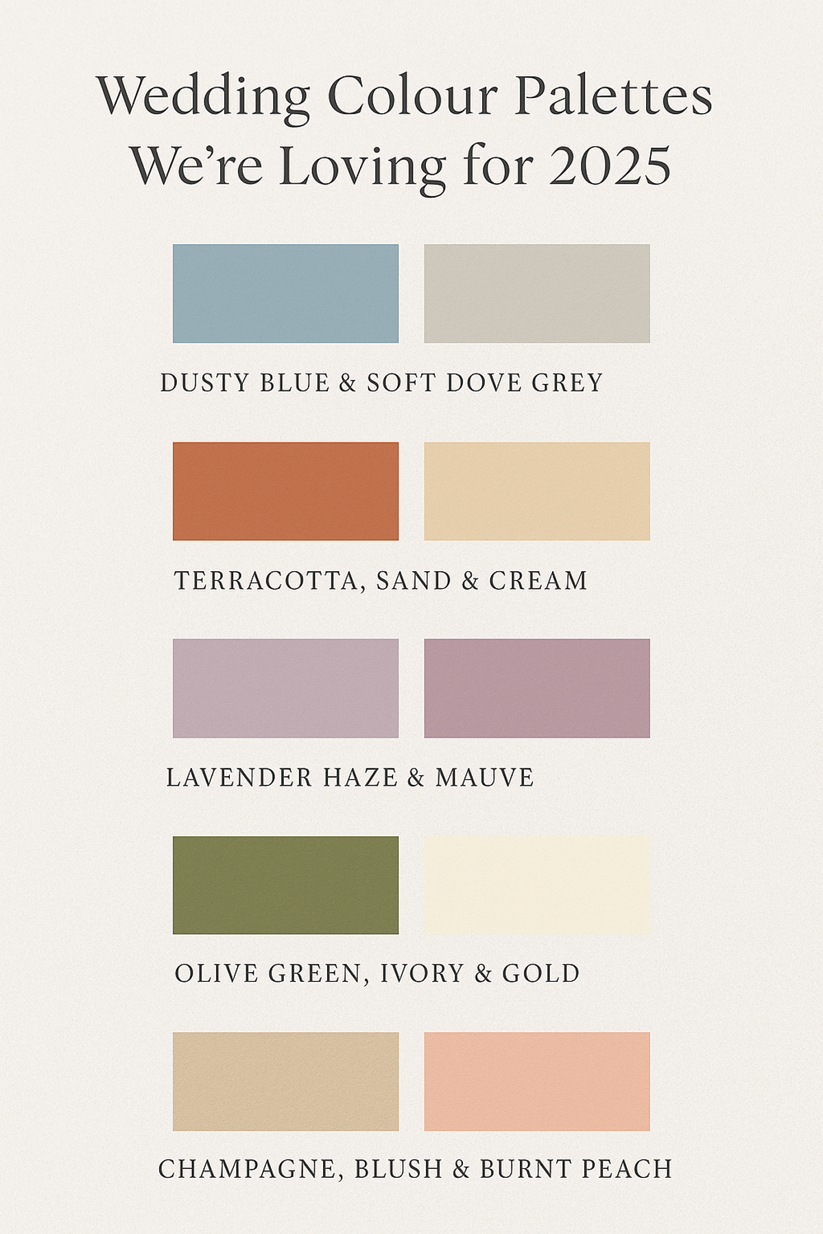 2025's Most Gorgeous Wedding Colour palettes I am loving for 2025