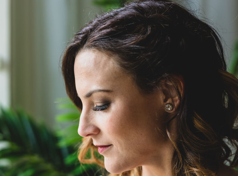 Blonde bride with crystal tiara and elegant updo
